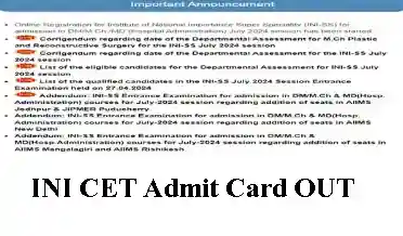 INI CET Admit Card