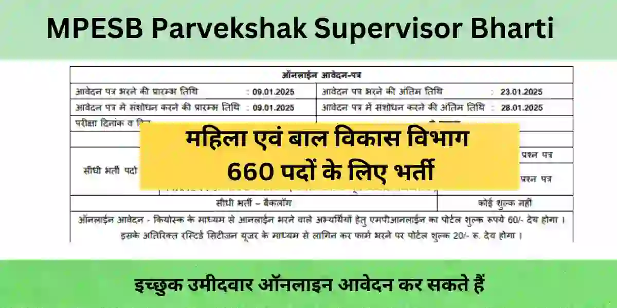 MPESB Parvekshak Supervisor Bharti