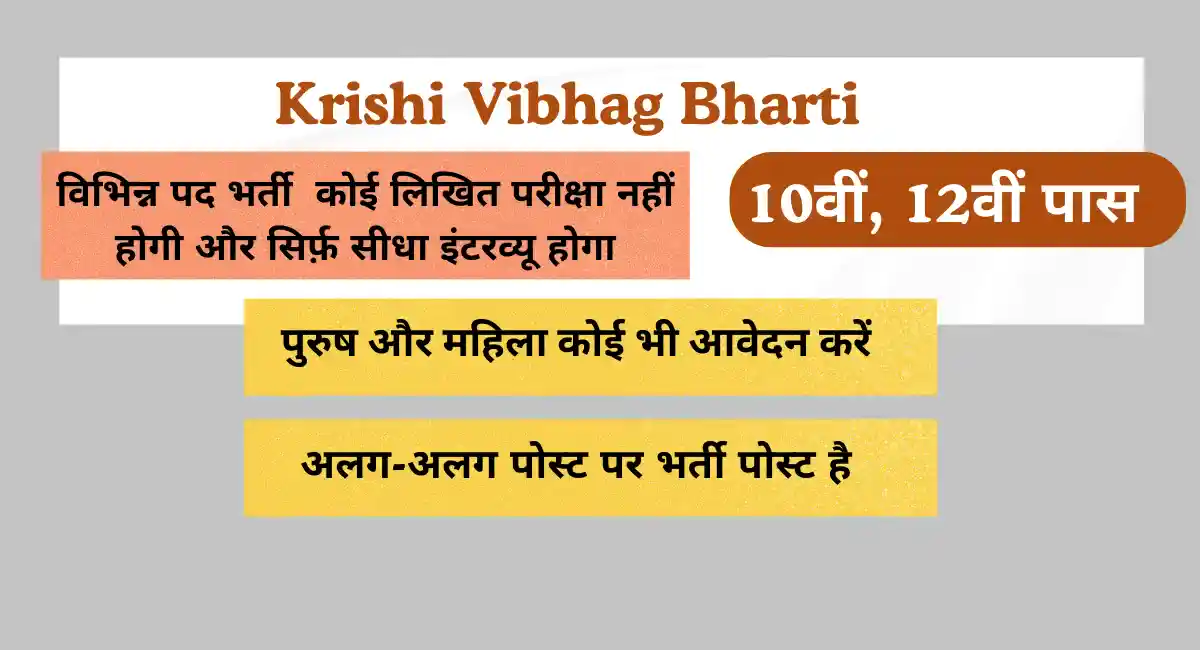 Krishi Vibhag Bharti 2025 Krishi Vibhag Bharti