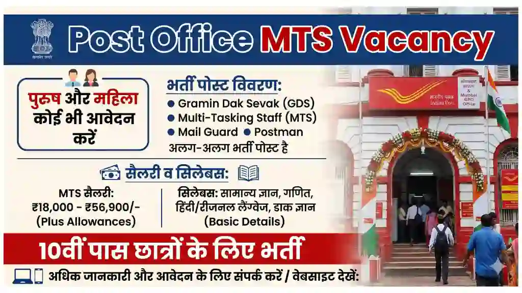 Post Office MTS Vacancy Hindi 2026 Post Office MTS Vacancy Hindi